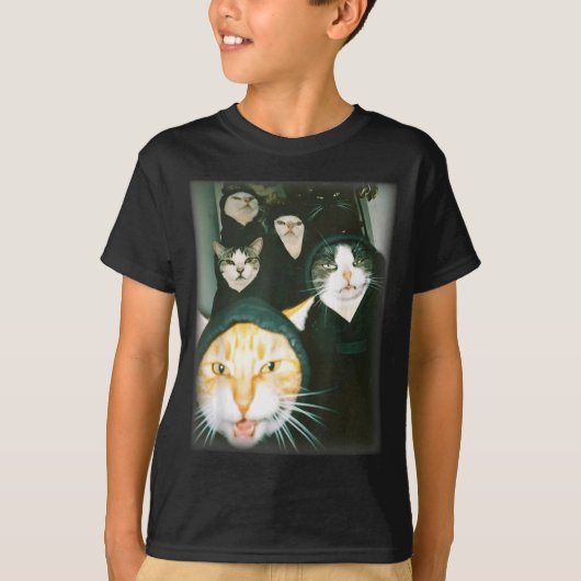 Cat Gang Meme Funny Chaotic Cats Unhinged Feline H Tシャツ (正面)