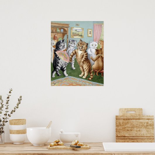 Cat Gathering, Louis Wain ポスター (キッチン)