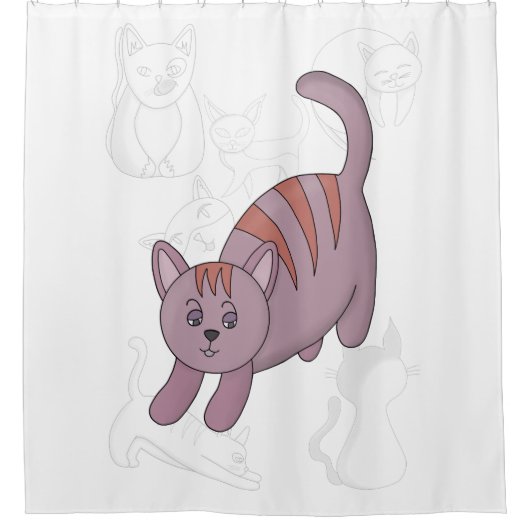 Cat getting ready to jump duvet cover シャワーカーテン (正面)