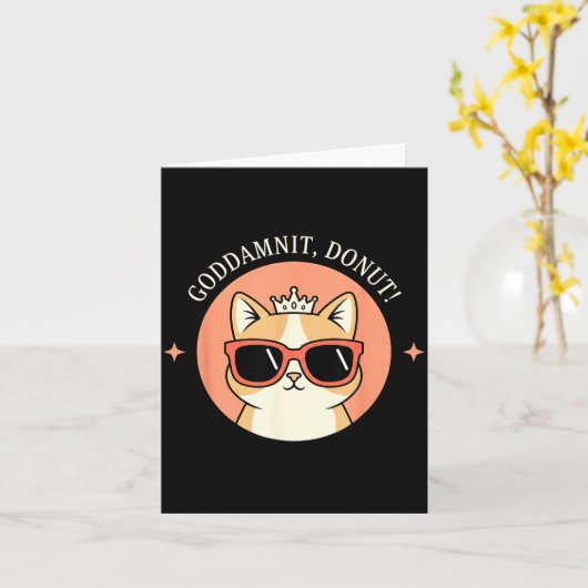 Cat - Godit, Donut! Sy Retro Cat Lover Design  カード (黄色い花)