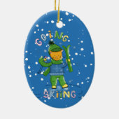 Cat going skiing Christmas ornament セラミックオーナメント (裏面)
