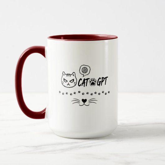 CAT GPT AI かわいいピクセル猫 / 面白い猫のテクノロジー名言 マグカップ (左)
