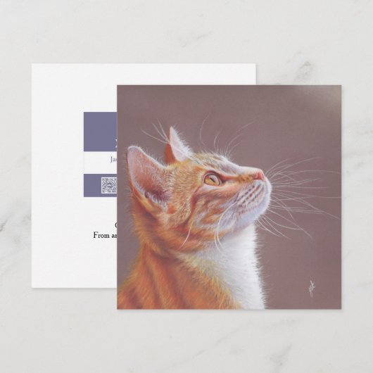 Cat Greeting Card. Ginger Kitty シーズンカード (正面/裏面)