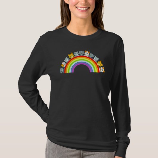 Cat Group Rainbow Cat Lover Funny Tシャツ (正面)
