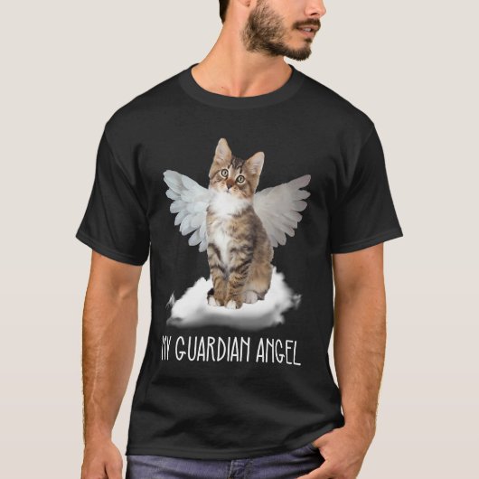cat guardian angel wing cloud present tシャツ (正面)