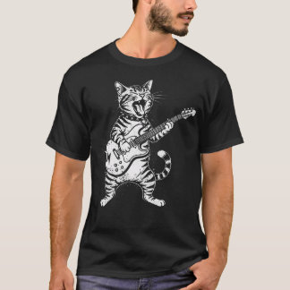 Cat Guitar Funny Plays Music Tシャツ