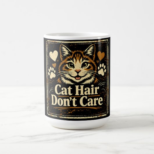 Cat Hair Don't Care – Feline Owner Humor コーヒーマグカップ (中央)