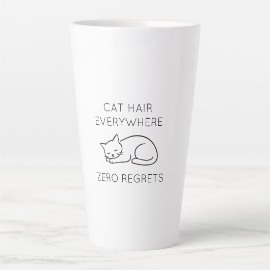 Cat hair everywhere zero regrets カフェラテマグ (正面)