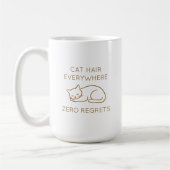 Cat hair everywhere zero regrets コーヒーマグカップ (左)