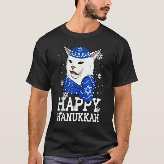 Cat Happy Hanukkah Meowzel Tov Menorah Jewish Holi Tシャツ (正面)