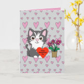 Cat Happy Meowentines Day カード (黄色い花)