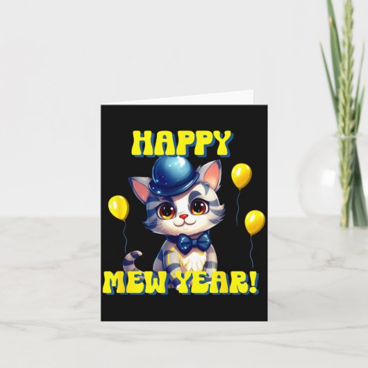 Cat Happy New Year Mew Year Funny New Years Party  カード (正面)