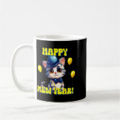 Cat Happy New Year Mew Year Funny New Years Party  コーヒーマグカップ (左)