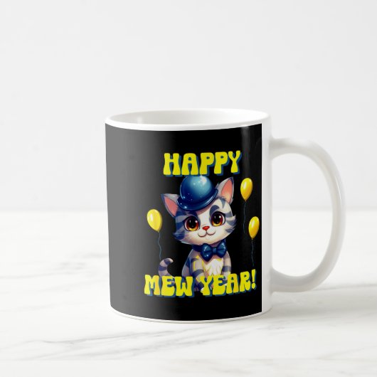 Cat Happy New Year Mew Year Funny New Years Party  コーヒーマグカップ (右)