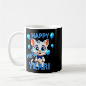Cat Happy New Year Mew Year Funny New Years Party  コーヒーマグカップ (左)