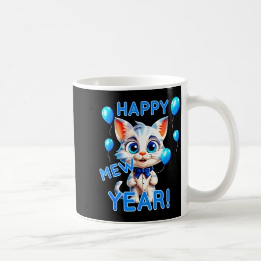 Cat Happy New Year Mew Year Funny New Years Party  コーヒーマグカップ (右)