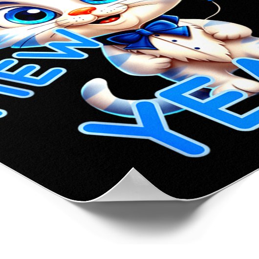 Cat Happy New Year Mew Year Funny New Years Party  ポスター (角)