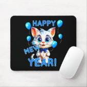 Cat Happy New Year Mew Year Funny New Years Party  マウスパッド (マウス)