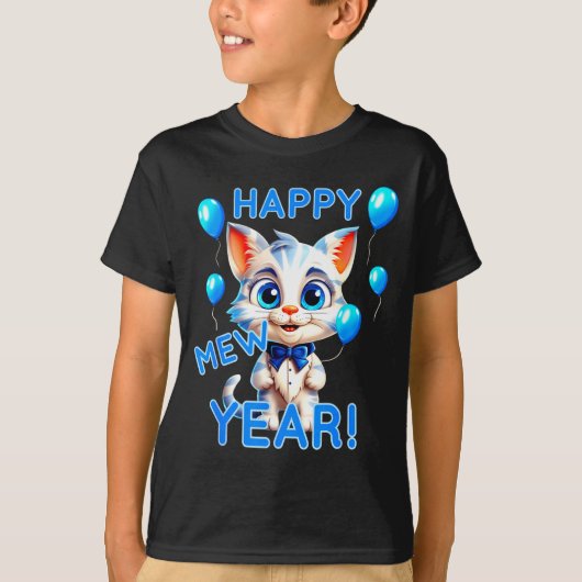 Cat Happy New Year Mew Year Funny New Years Party  Tシャツ (正面)