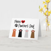 Cat Happy Pawther's Day - Paws up Greeting Card カード (黄色い花)