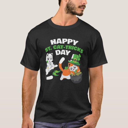 Cat Happy St Catricks Day Ireland Party Irish Kitt Tシャツ (正面)