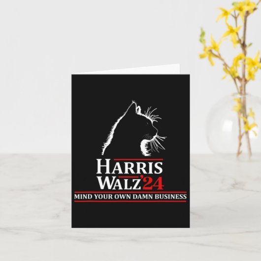 Cat Harris Walz 2024 Kamala Harris 2024 Tim Walz 2 カード (黄色い花)