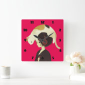 CAT HAT - Anime Child with Cat スクエア壁時計 (ホーム)