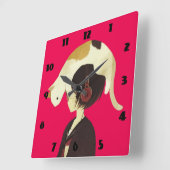CAT HAT - Anime Child with Cat スクエア壁時計 (傾斜)