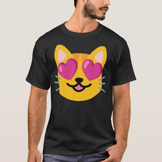 Cat Heart Eyes Emoticon Tシャツ (正面)