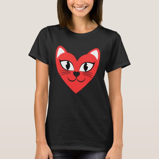 Cat Heart Face  Love Cats Tシャツ (正面)