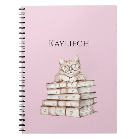 Cat Heart Glasses Books ノートブック (正面)