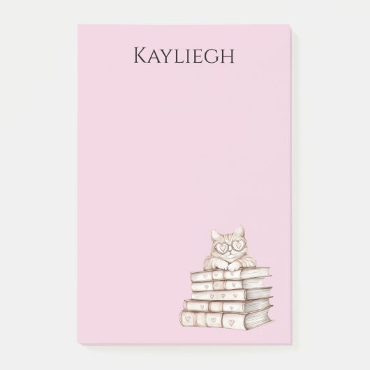 Cat Heart Glasses Books ポストイット (正面)