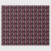 Cat Hearts Valentine Gift Wrapping Paper - Black ラッピングペーパー (フラット)