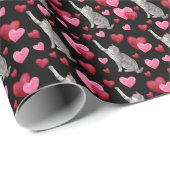 Cat Hearts Valentine Gift Wrapping Paper - Black ラッピングペーパー (ロールコーナー)