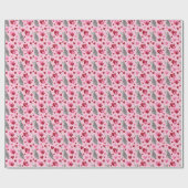 Cat Hearts Valentine Gift Wrapping Paper - Pink ラッピングペーパー (フラット)