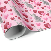 Cat Hearts Valentine Gift Wrapping Paper - Pink ラッピングペーパー (ロールコーナー)