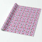 Cat Hearts Valentine Gift Wrapping Paper - Purple ラッピングペーパー (アンロールド)