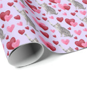Cat Hearts Valentine Gift Wrapping Paper - Purple ラッピングペーパー (ロールコーナー)