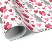 Cat Hearts Valentine Gift Wrapping Paper - White ラッピングペーパー (ロールコーナー)