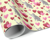 Cat Hearts Valentine Gift Wrapping Paper - Yellow ラッピングペーパー (ロールコーナー)