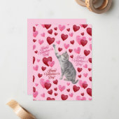 Cat Hearts Valentine’s Day Card in Pink ノートカード (正面/裏面インサイチュ)