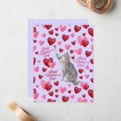 Cat Hearts Valentine’s Day Card in Purple ノートカード (正面/裏面インサイチュ)