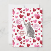 Cat Hearts Valentine’s Day Card in White ノートカード (正面)