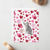 Cat Hearts Valentine’s Day Card in White ノートカード (正面/裏面インサイチュ)