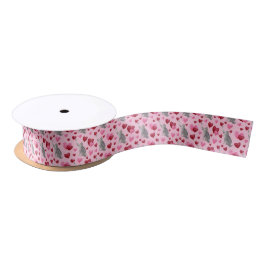Cat Hearts Valentine Satin Ribbon - Pink サテンリボン