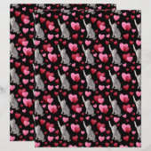 Cat Hearts Valentines Scrapbook Paper in Black (正面/裏面)
