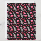 Cat Hearts Valentines Scrapbook Paper in Black (裏面)