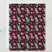 Cat Hearts Valentines Scrapbook Paper in Black (正面)