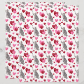 Cat Hearts Valentines Scrapbook Paper in White (正面/裏面)