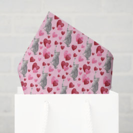 Cat Hearts Valentine's Tissue Paper in Pink 薄葉紙